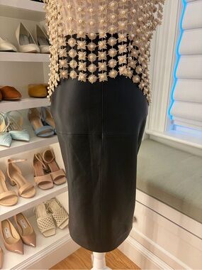 NWT Bod & Christensen Black Leather Pencil Skirt Sz 2